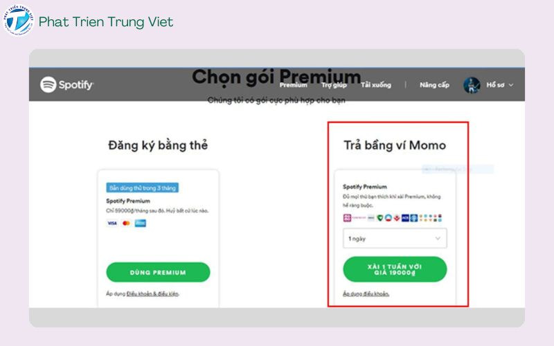 Cách đăng ký và thanh toán Spotify Premium qua ví MoMo bước 1